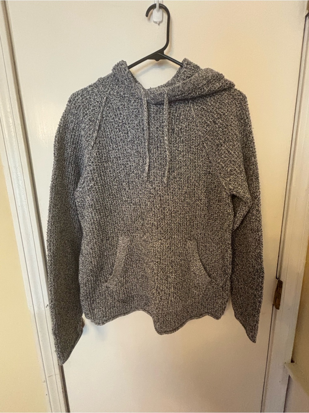Abercrombie & Fitch Heather Gray Knit Hooded Crewneck Sweater